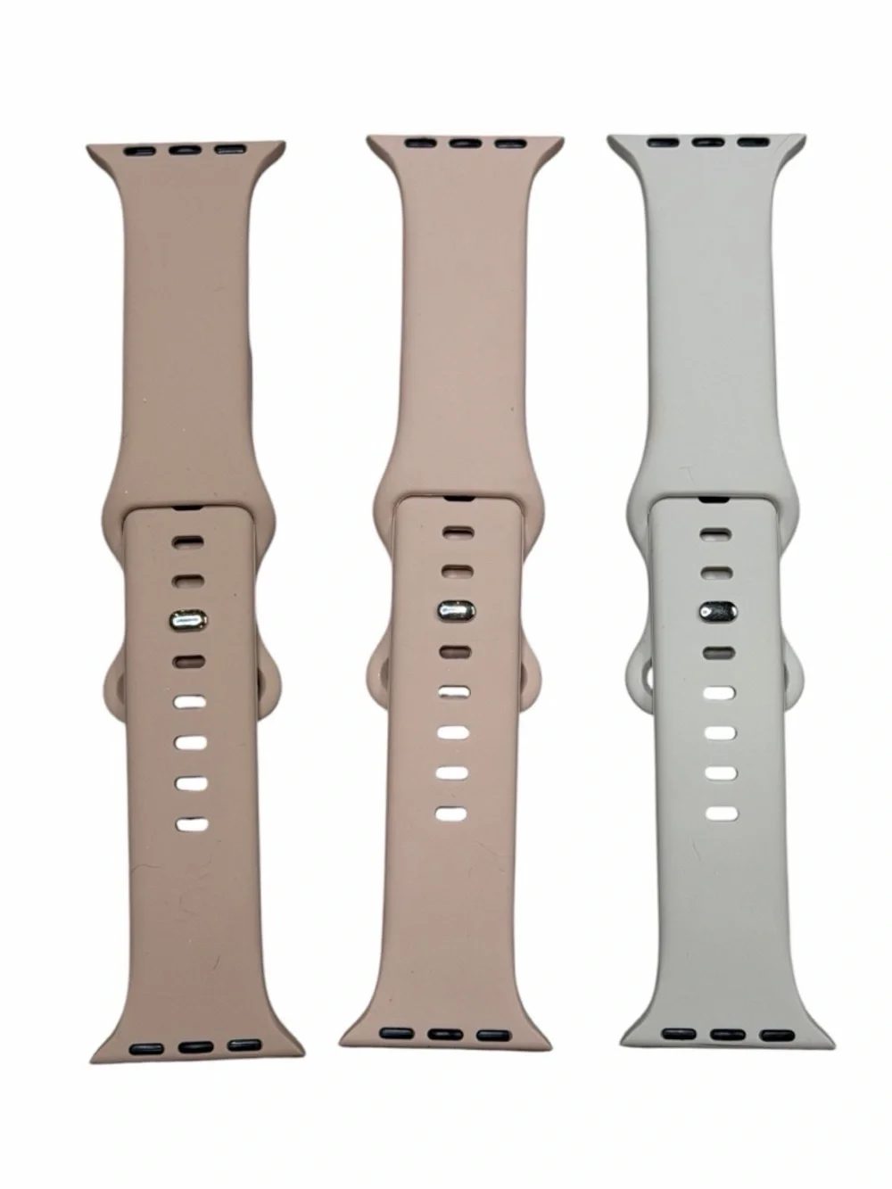 NWOT Set of 3 Arctime Silicone Apple Watch Bands - Dusty Pink, Tan, Light Gray